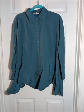 entro Women's Long-Sleeve Button Down Shirt- Teal, Rust, Or Black